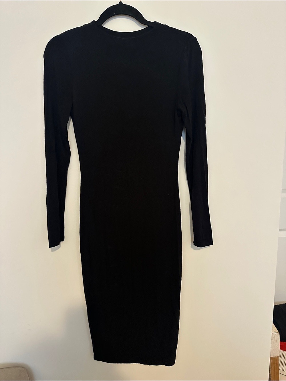 Lock & Key High Neck Double Lined Long Sleeve Bodycon Midi Length Dress